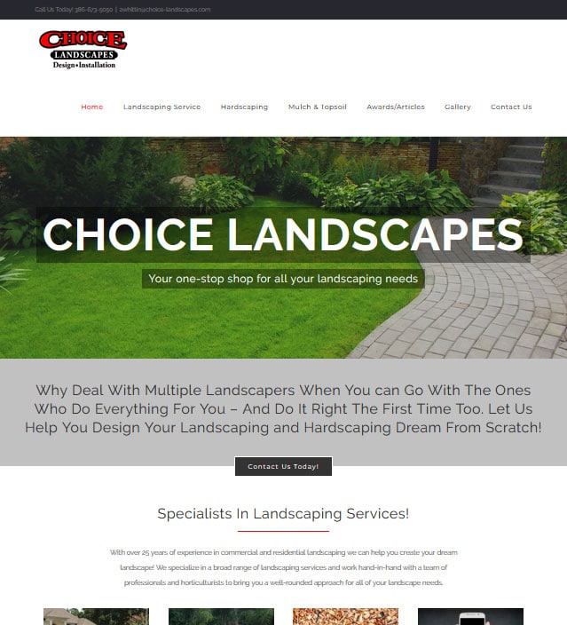 Website Design Port Orange Choice Landscapes Development